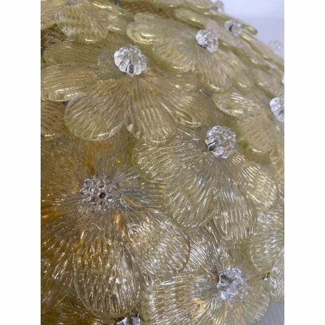 photo vinterior Early 21st Century Gold Flowers Murano Glass Flush Mount