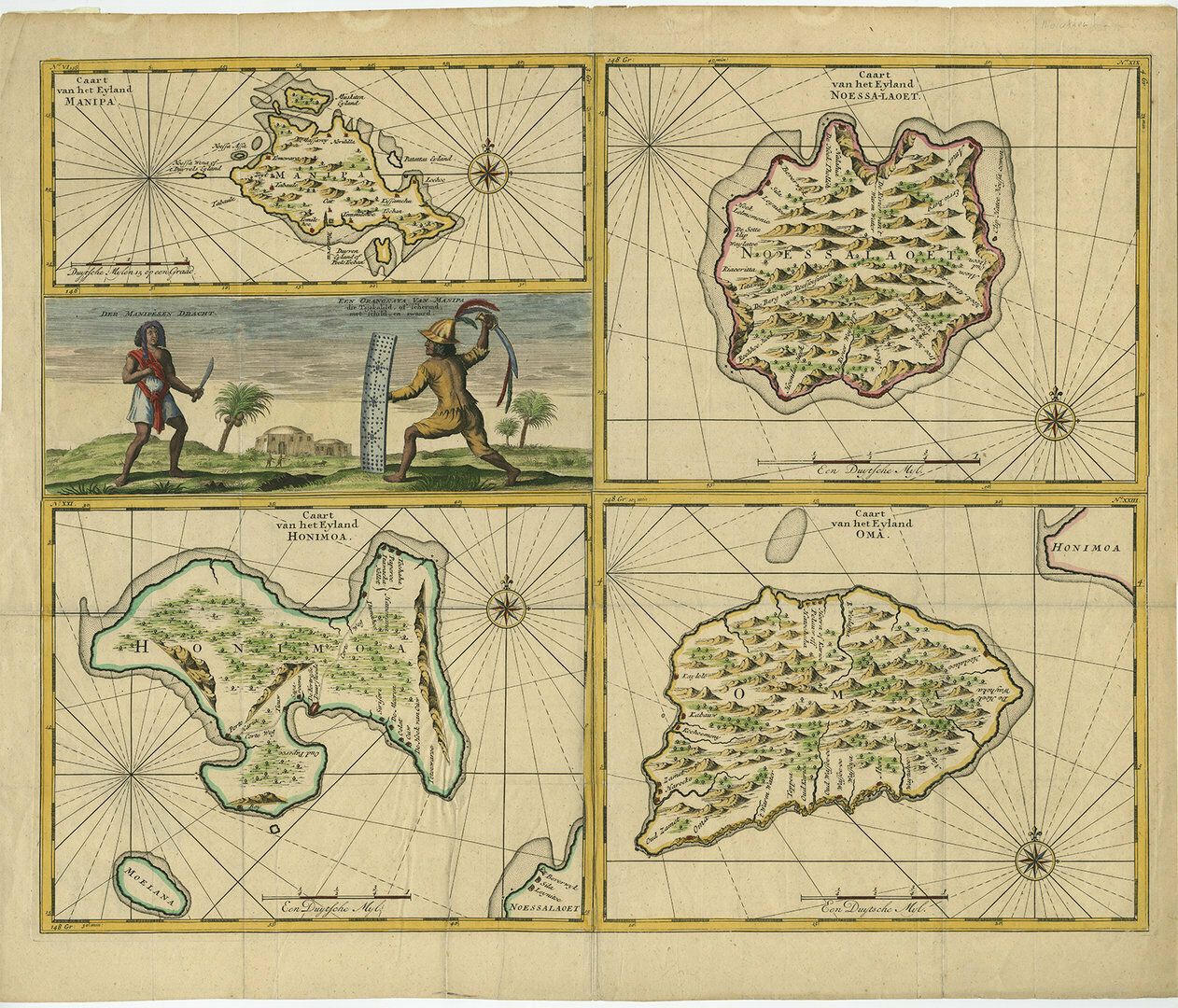 Antique Map Of Manipa, Nusa Laut, Saparua & Haruku, Indonesia