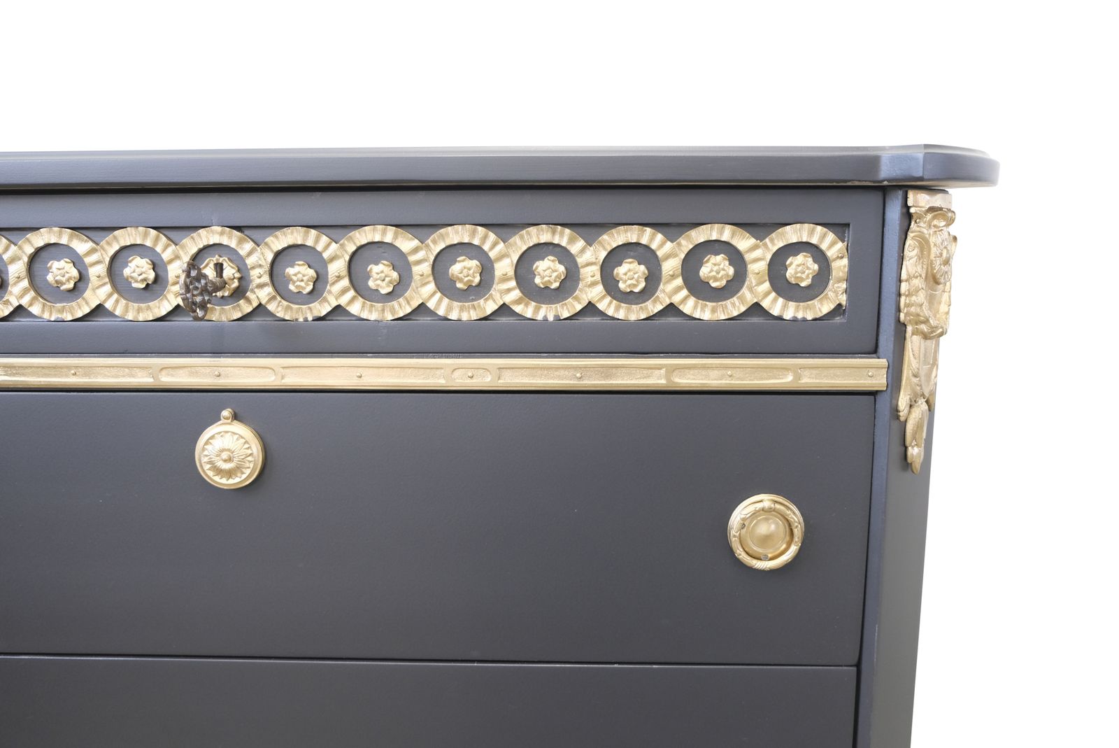 Gustavian Haupt Chest With Three Drawers In A Black Finish With Brass Detailing photo buy