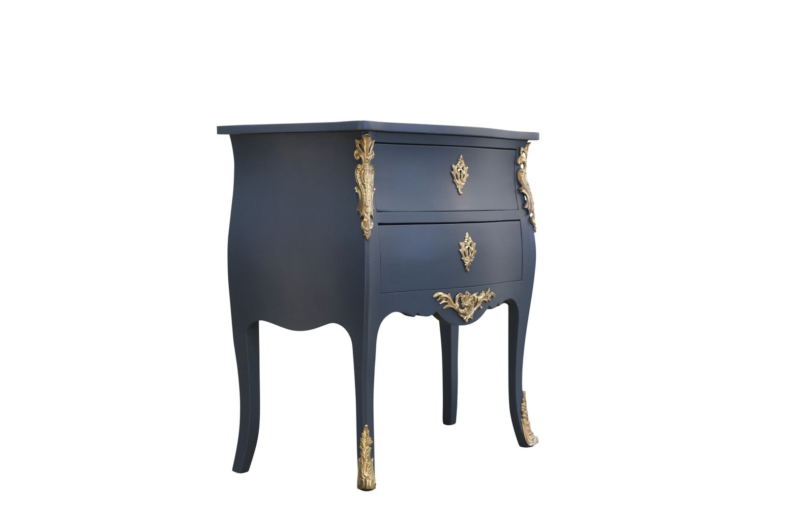 Classic  Louis XV Style Midnight Blue Chests With Marble Top photo for sale