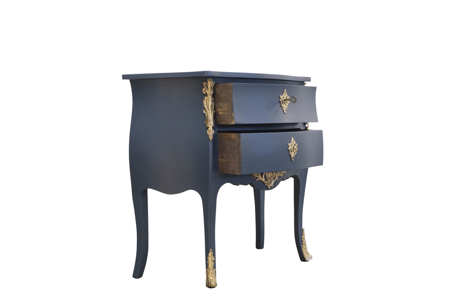 Classic  Louis XV Style Midnight Blue Chests With Marble Top photo Furniture