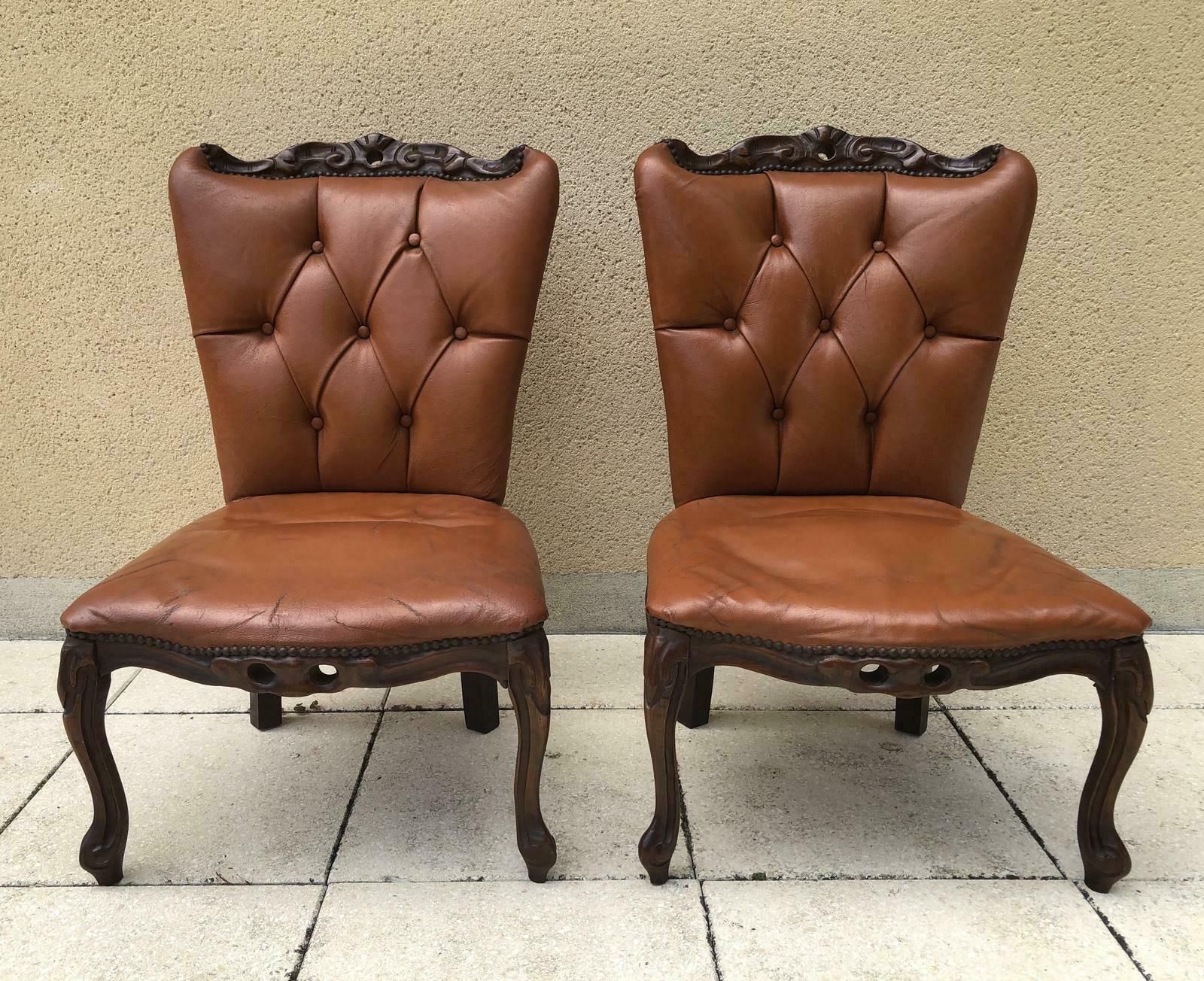 French Pair Of Low Bedroom Parlour Chairs Occasional Chairs photo for sale
