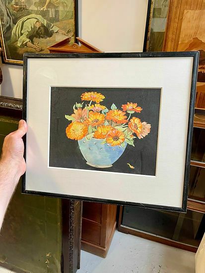 Summer Still Life Painting Of Marigolds With Black Frame photo 110.0