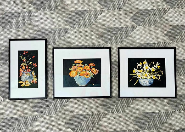 Summer Still Life Painting Of Marigolds With Black Frame photo buy