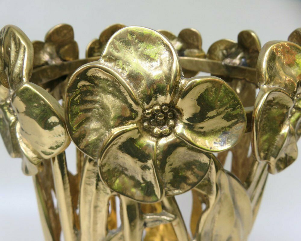 Art Nouveau Umbrella Stand In Polished Bronze, 1970s photo vintage