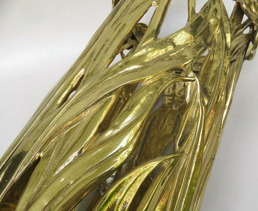 Home Decor Art Nouveau Umbrella Stand In Polished Bronze, 1970s photo