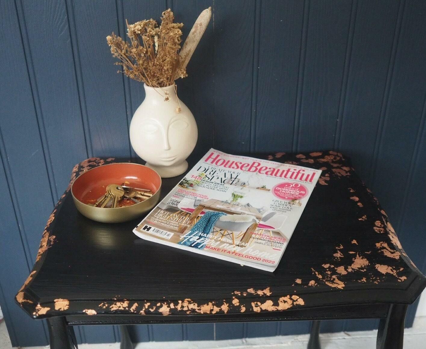 Amelia | Black Side Table Hand Finished With Copper Leaf photo for sale