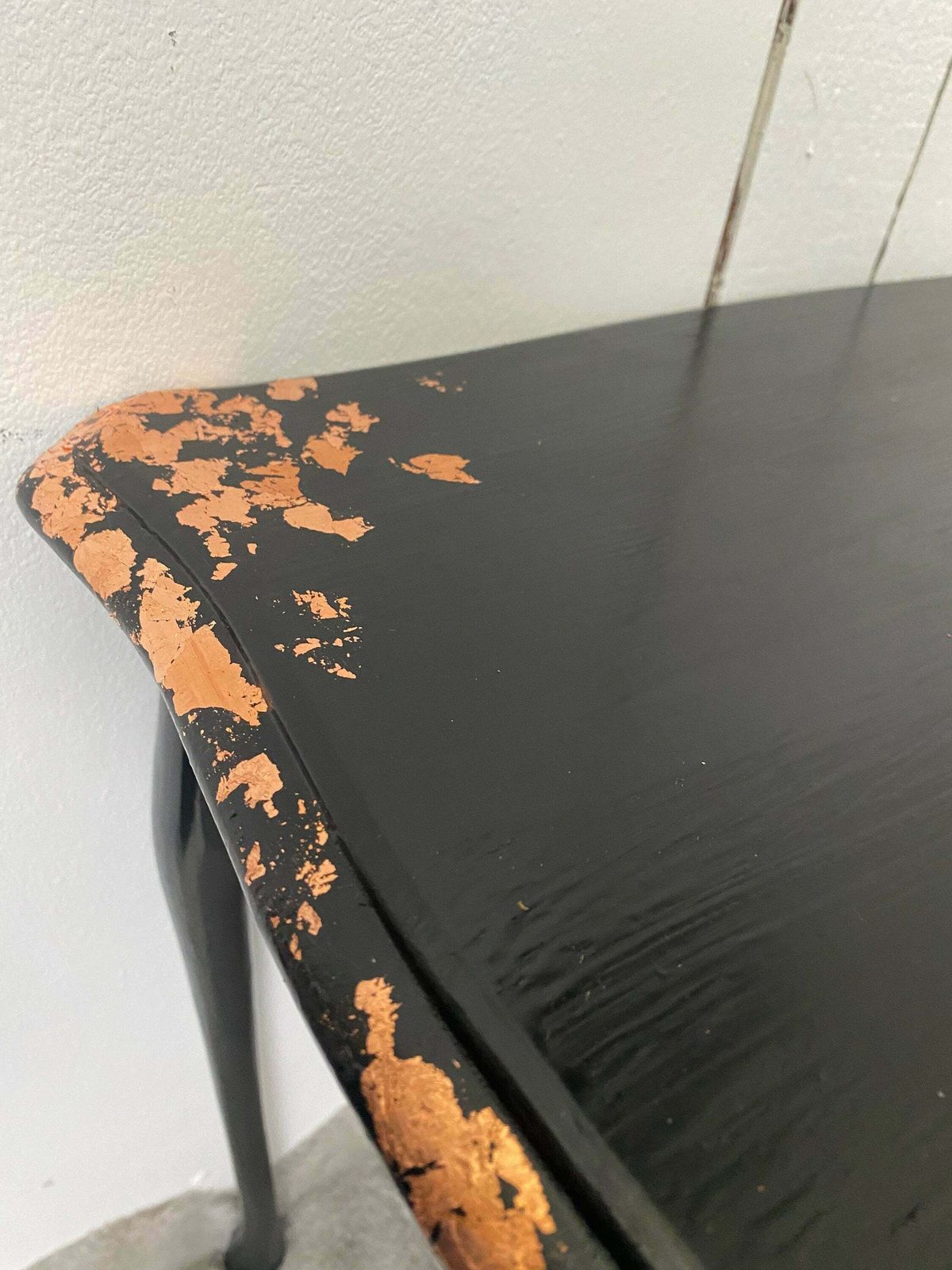 Amelia | Black Side Table Hand Finished With Copper Leaf photo vintage