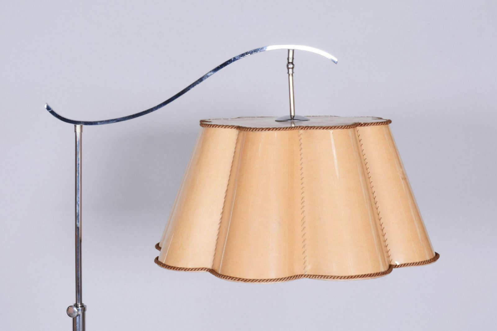 20th Century Czech Bauhaus Chrome Floor Lamp With Parchment Shade, 1920s photo Lighting