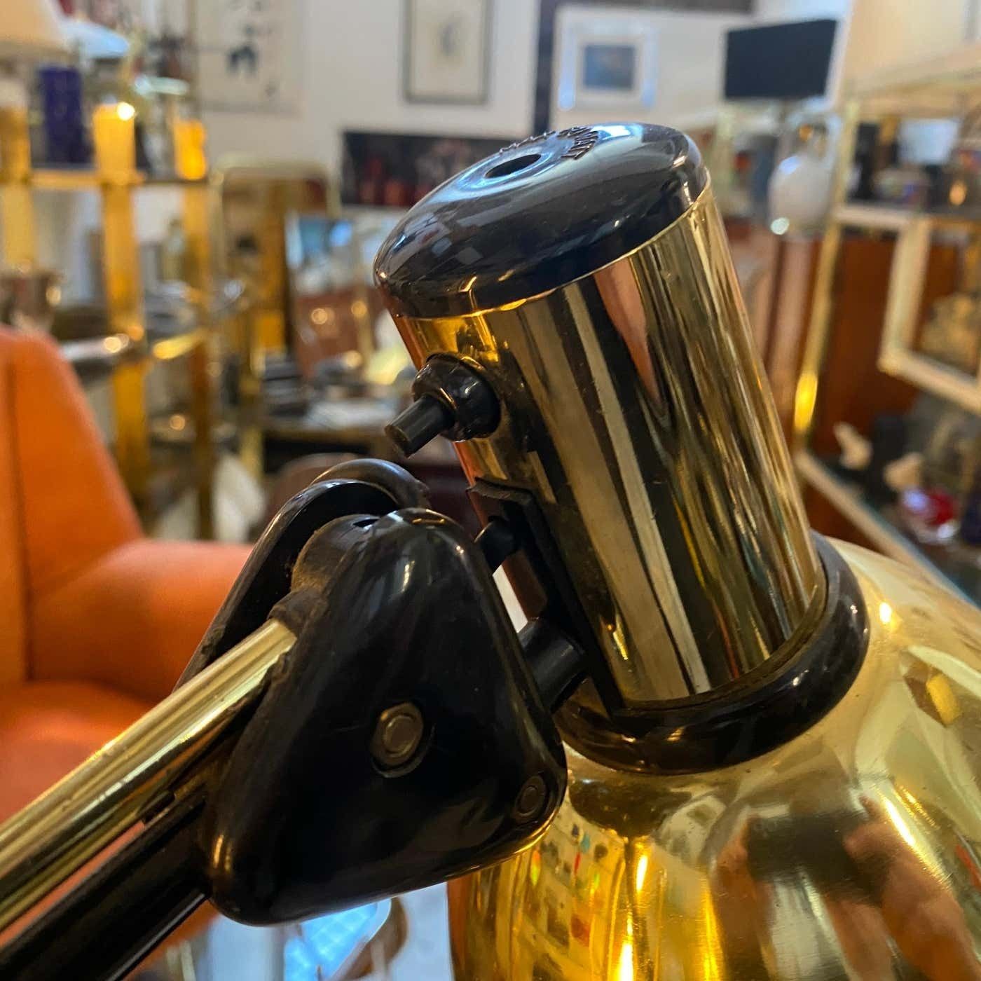 1970s Mid Century Modern Gilt Metal Italian Adjustable Desk Lamp photo buy