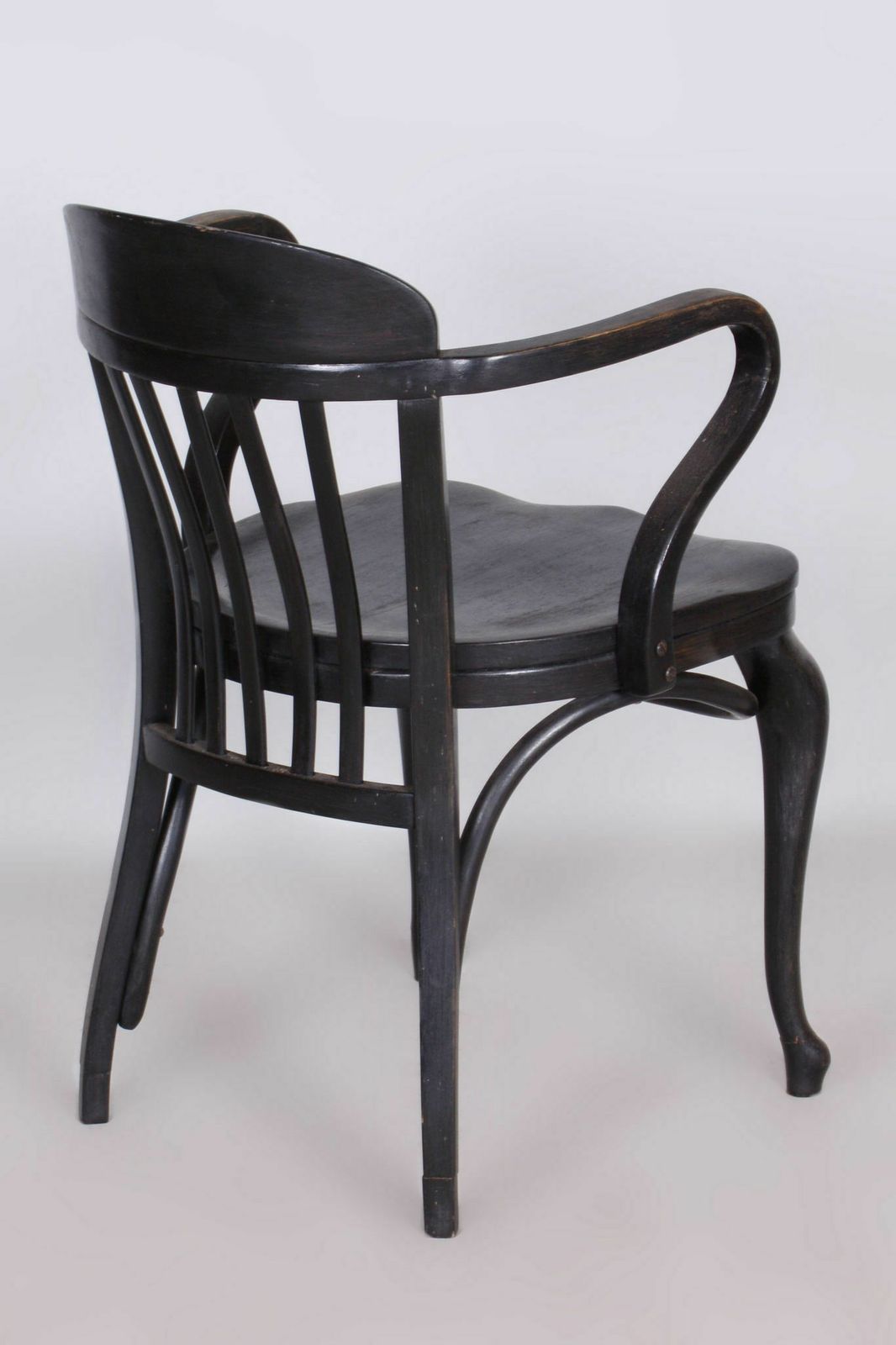 Restored Black Artdeco Beech Armchair, Thonet Company, Austria, 1920s photo for sale