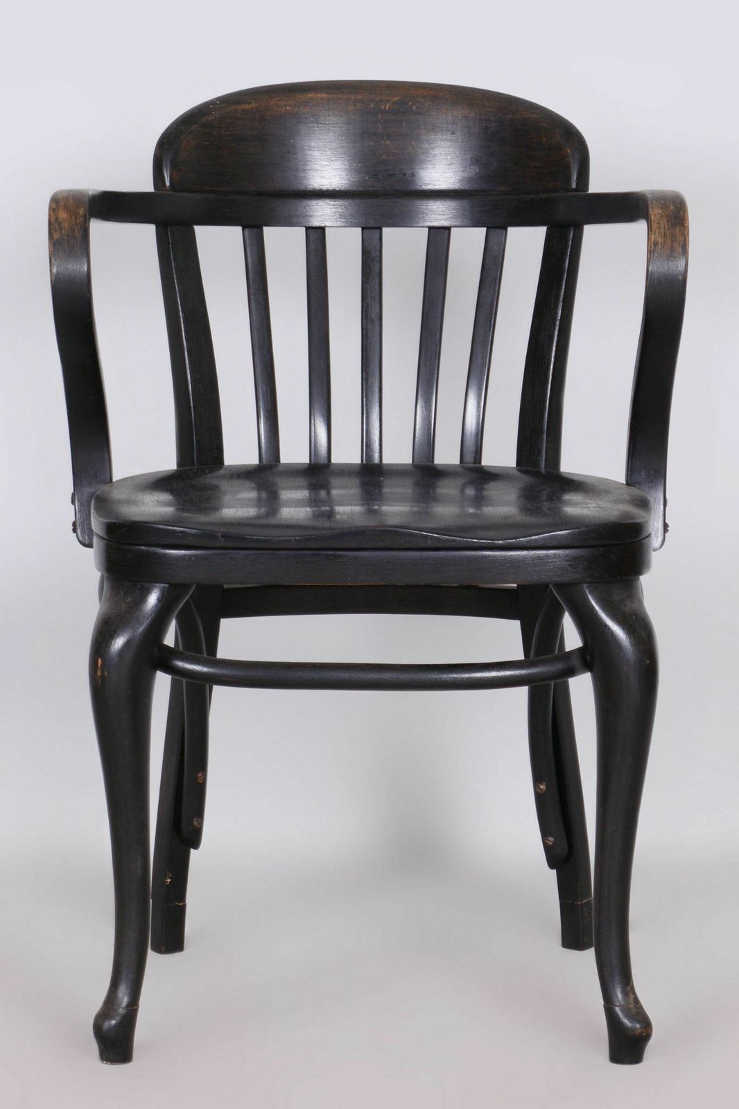 Restored Black Artdeco Beech Armchair, Thonet Company, Austria, 1920s photo vintage