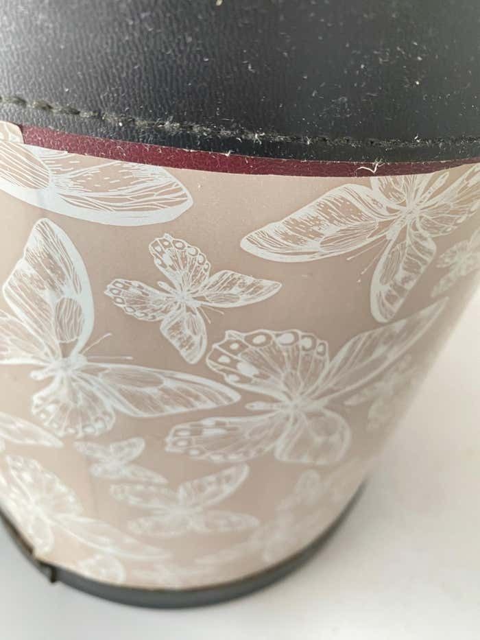 Faux Leather Basket Or Trash Can, Circa 1970 Black And Grey Color Made In Italy photo buy