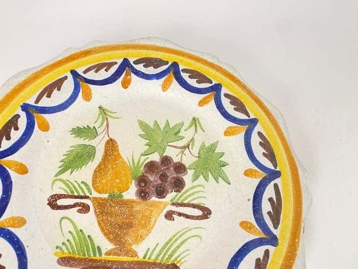 photo for sale Plates In French Faïence Yellow And Green Color, 19th 18th Century Set Of 2