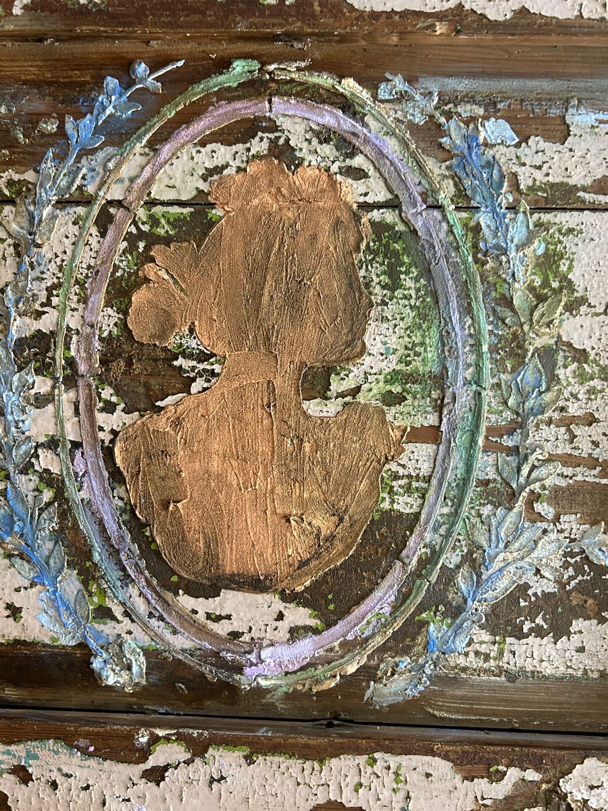 Reclaimed Vintage Door Wall Hanging With Inlaid Versailles Style Panels photo vinterior