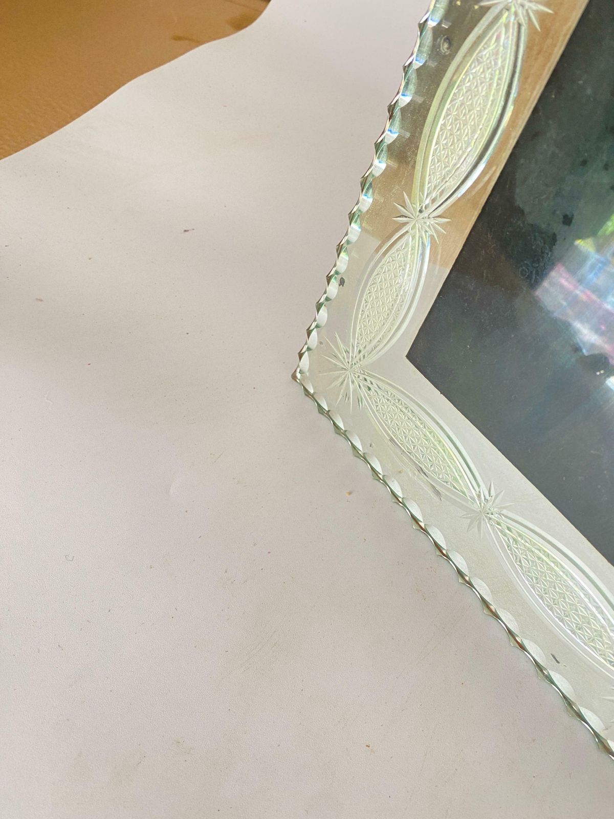 Art Deco Picture Frame In Bevelded Mirror France Circa 1935 Green Colour photo vinterior