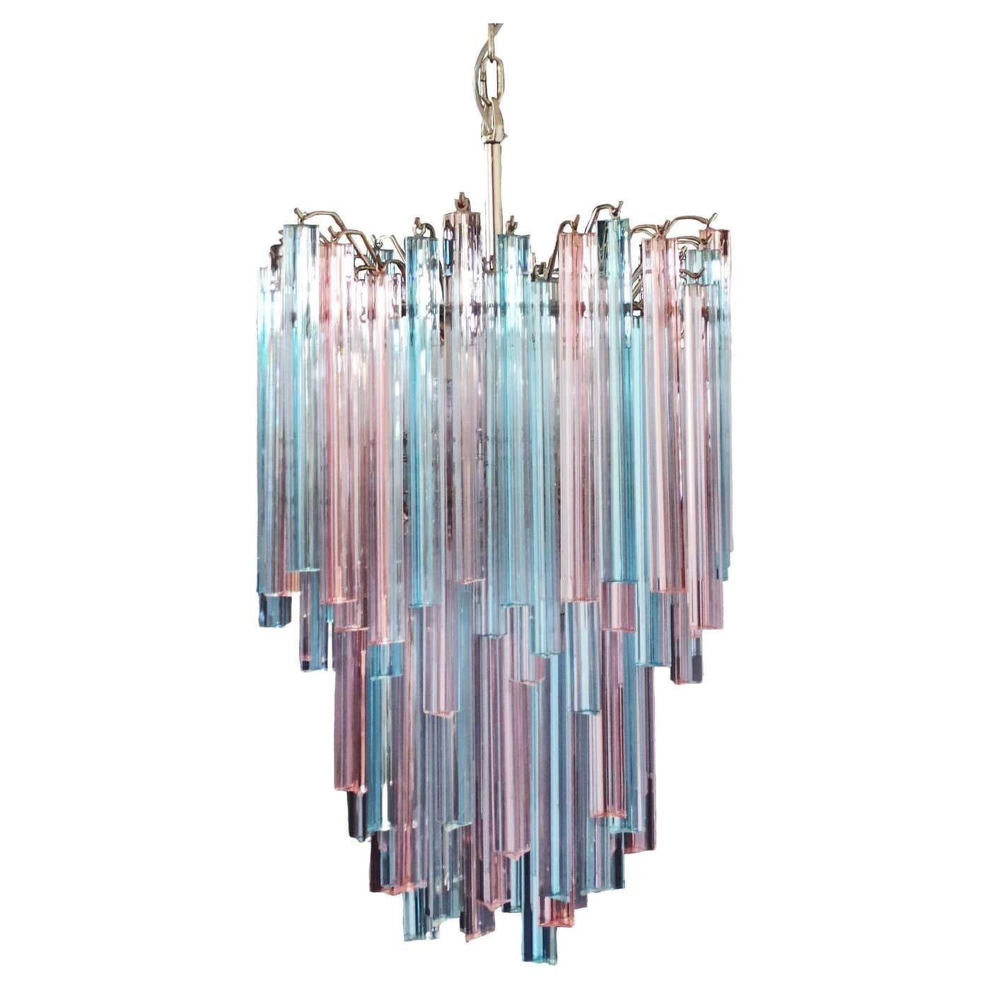 Elegant Murano Chandelier Triedri – 92 Prism   Multicoloured Glasses