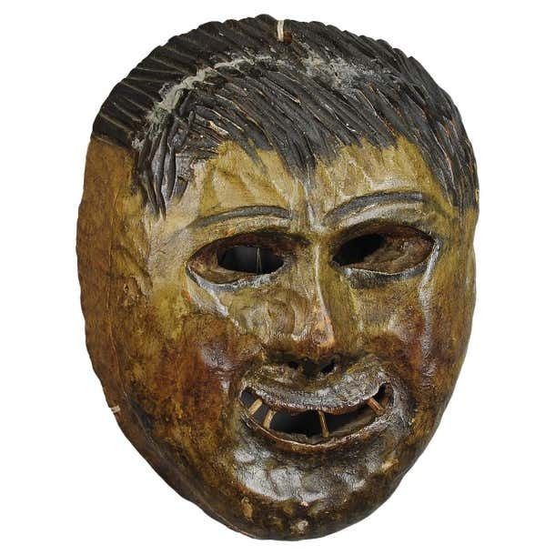 Folksy Hand Carved Tyrolian Carnival Fasnet Mask