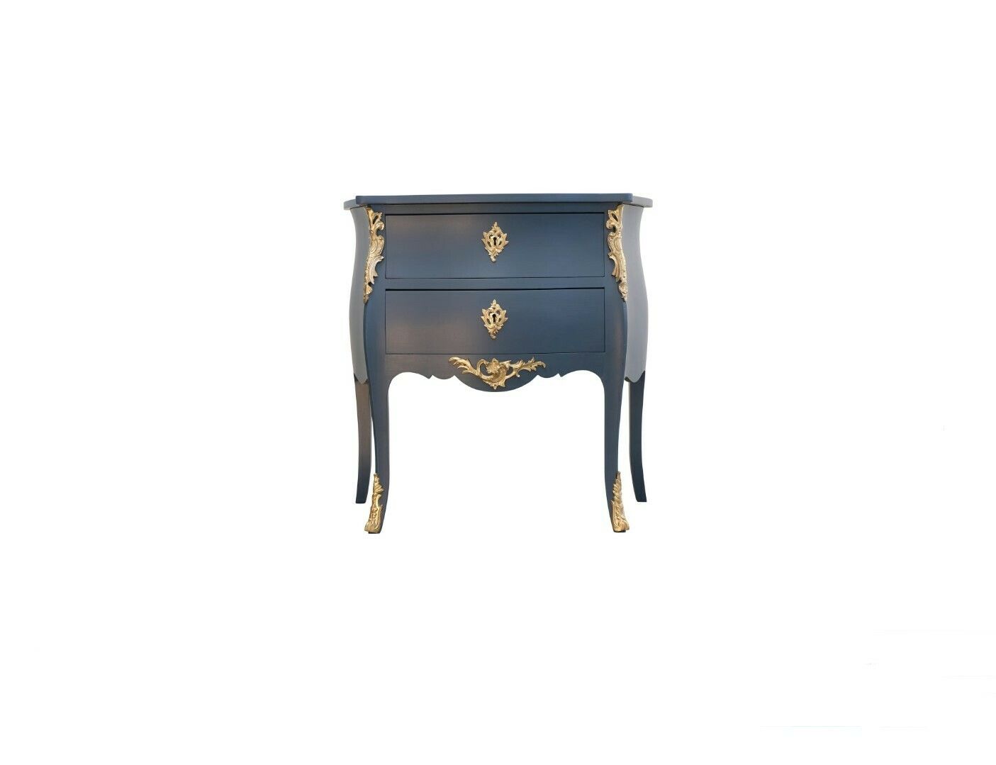 Classic  Louis XV Style Midnight Blue Chests With Marble Top
