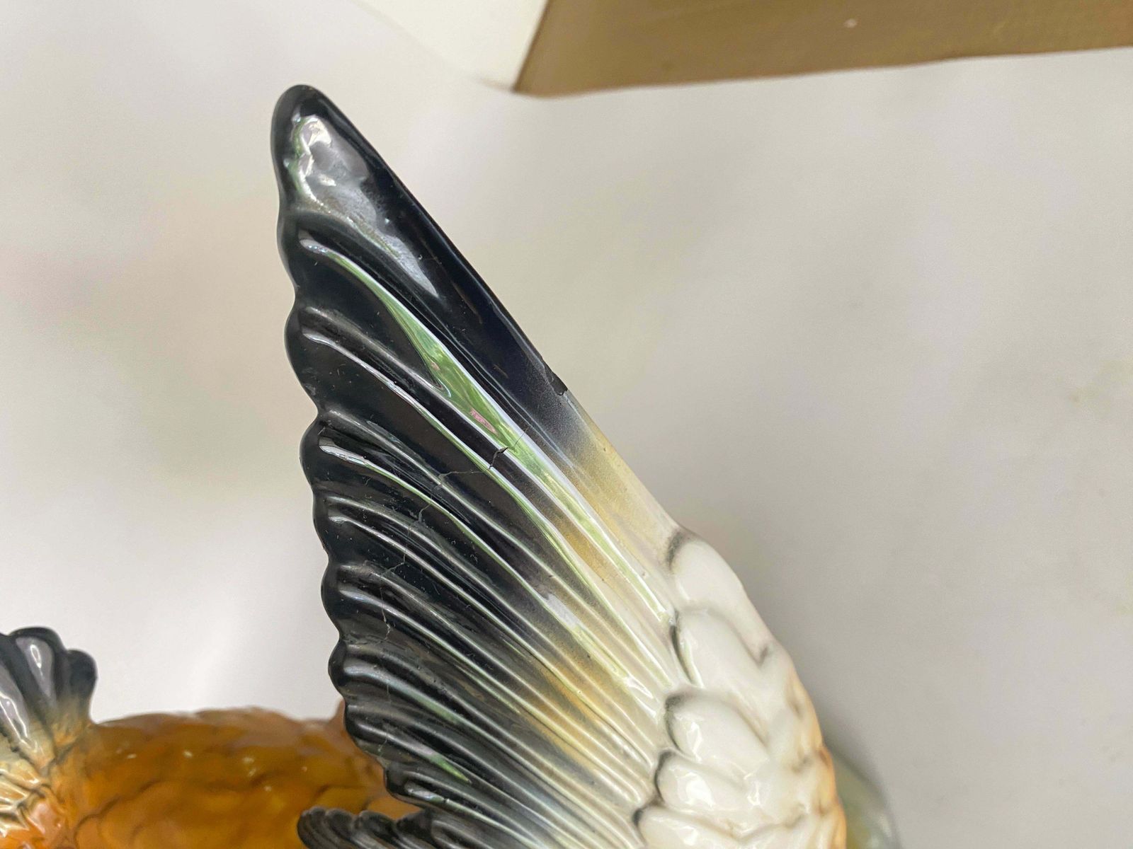 Art Large 20th Century Ceramic Flying Duck In The Style Of Delphin Massier Brown.. photo