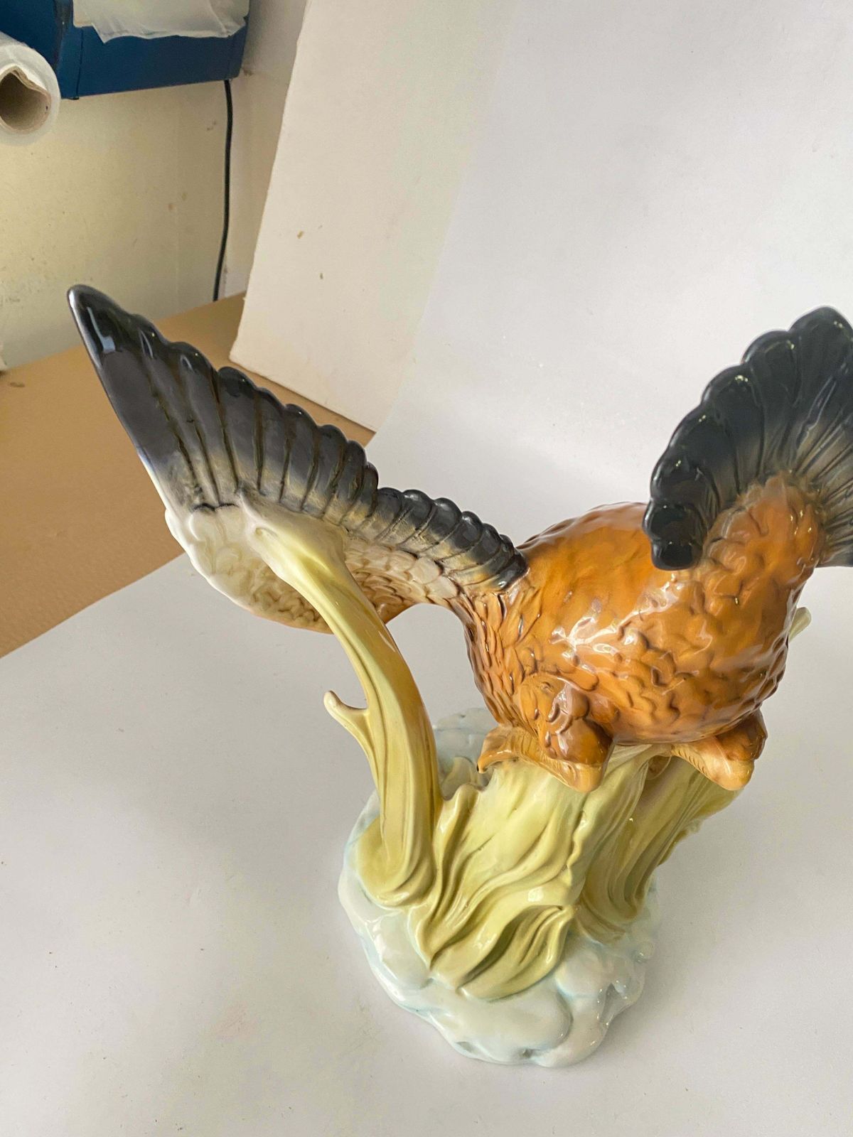 474.0 Large 20th Century Ceramic Flying Duck In The Style Of Delphin Massier Brown.. photo