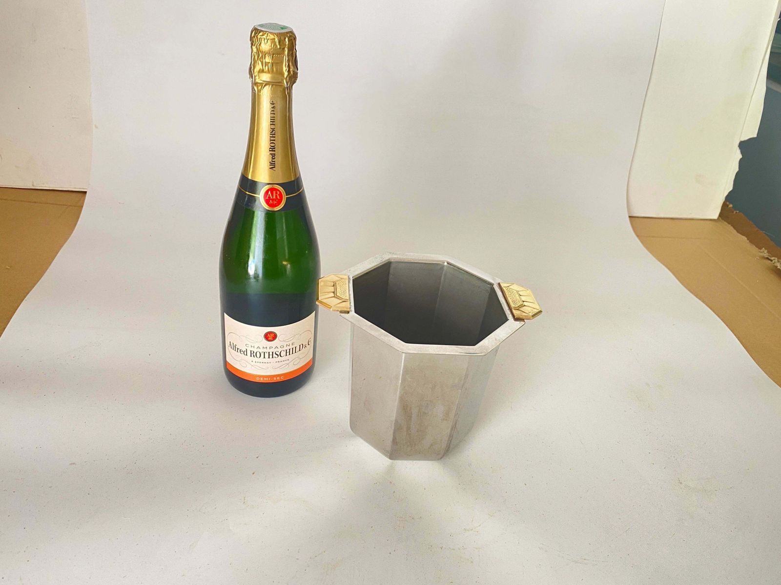 Ice Bucket In Steel By Jean Couzon Goldsmith Charleston Model France 1970 photo Home Decor