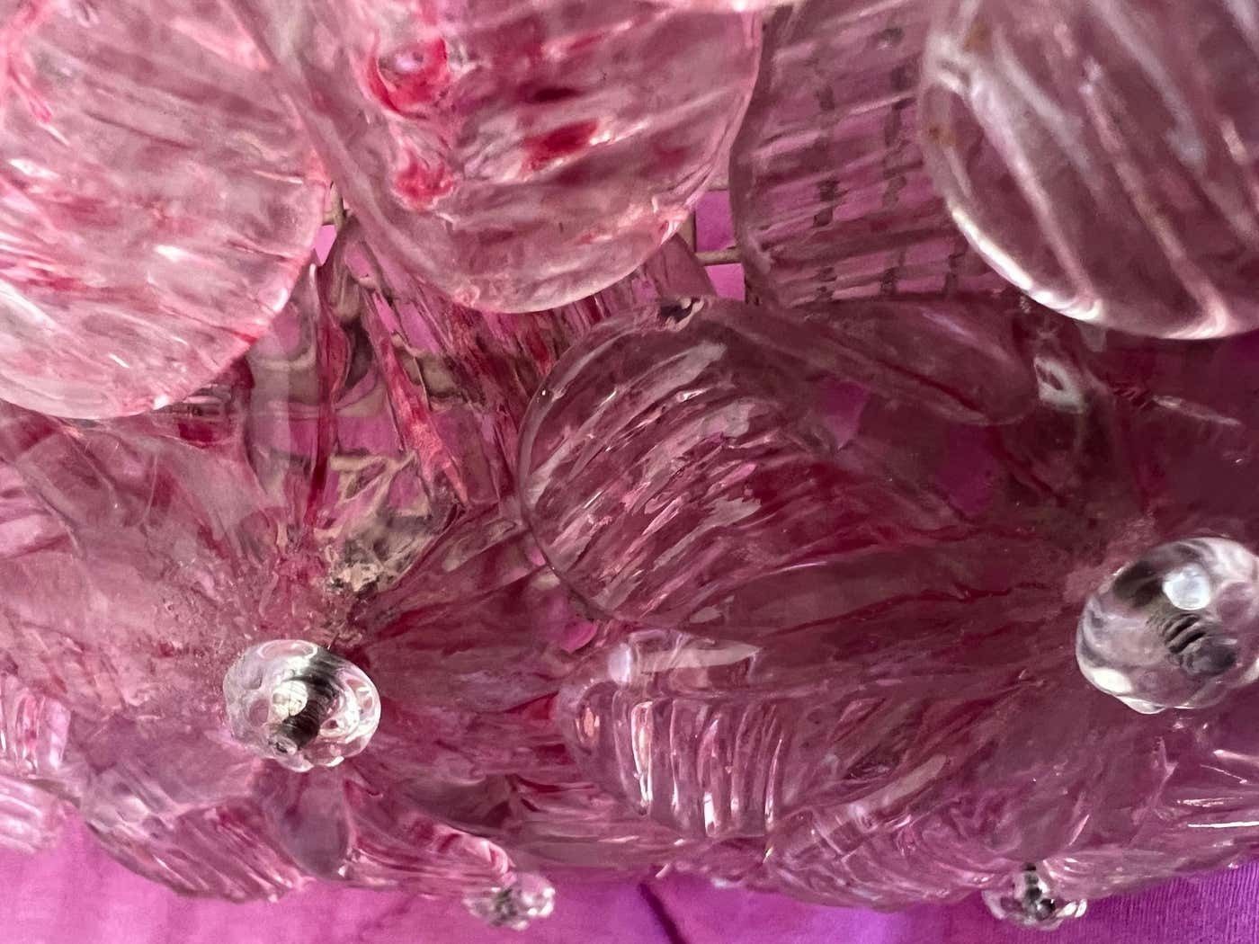 Lighting Pair Of Venetian Glass Rose Wall Lamps , Murano, 1980s photo