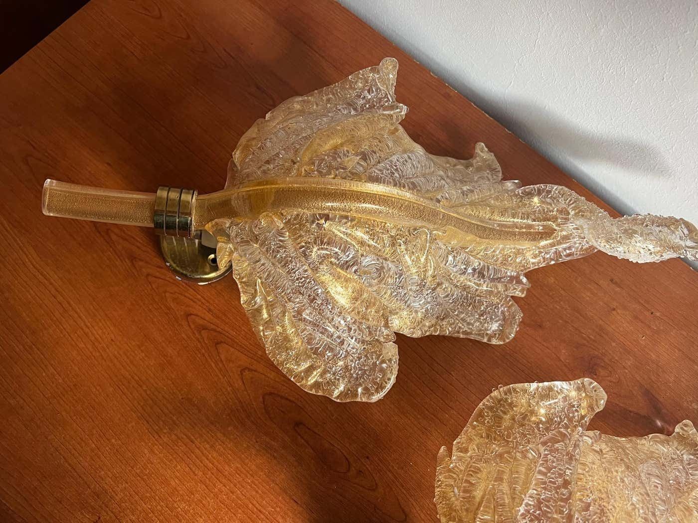 Luxurious Pair Of Wall Lamps By Barovier & Toso, Murano, 1980s photo 2767.0