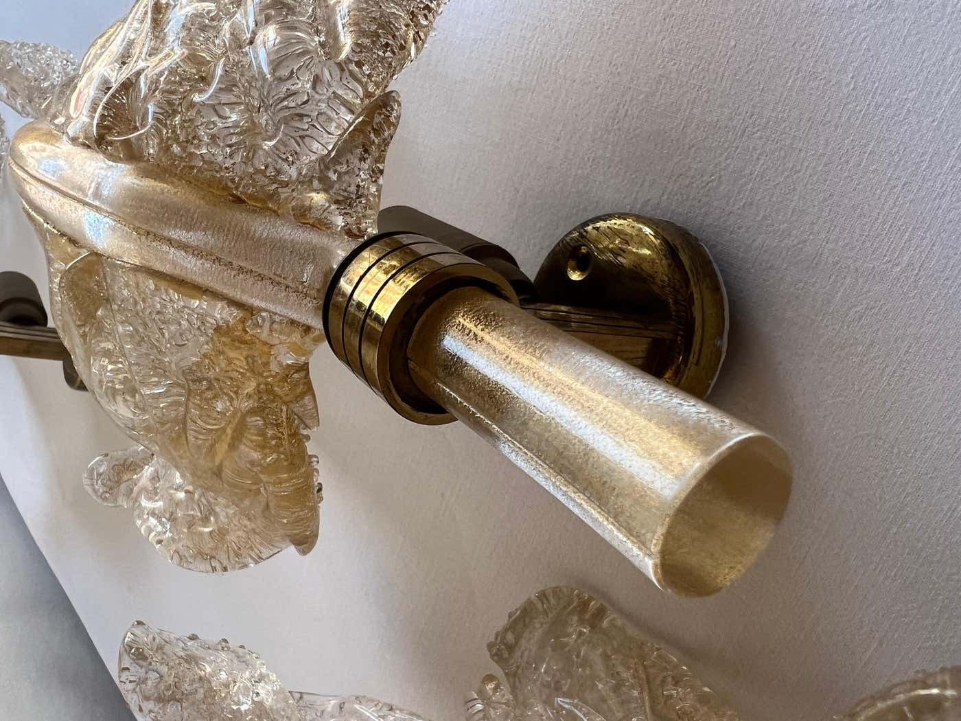Lighting Luxurious Pair Of Wall Lamps By Barovier & Toso, Murano, 1980s photo