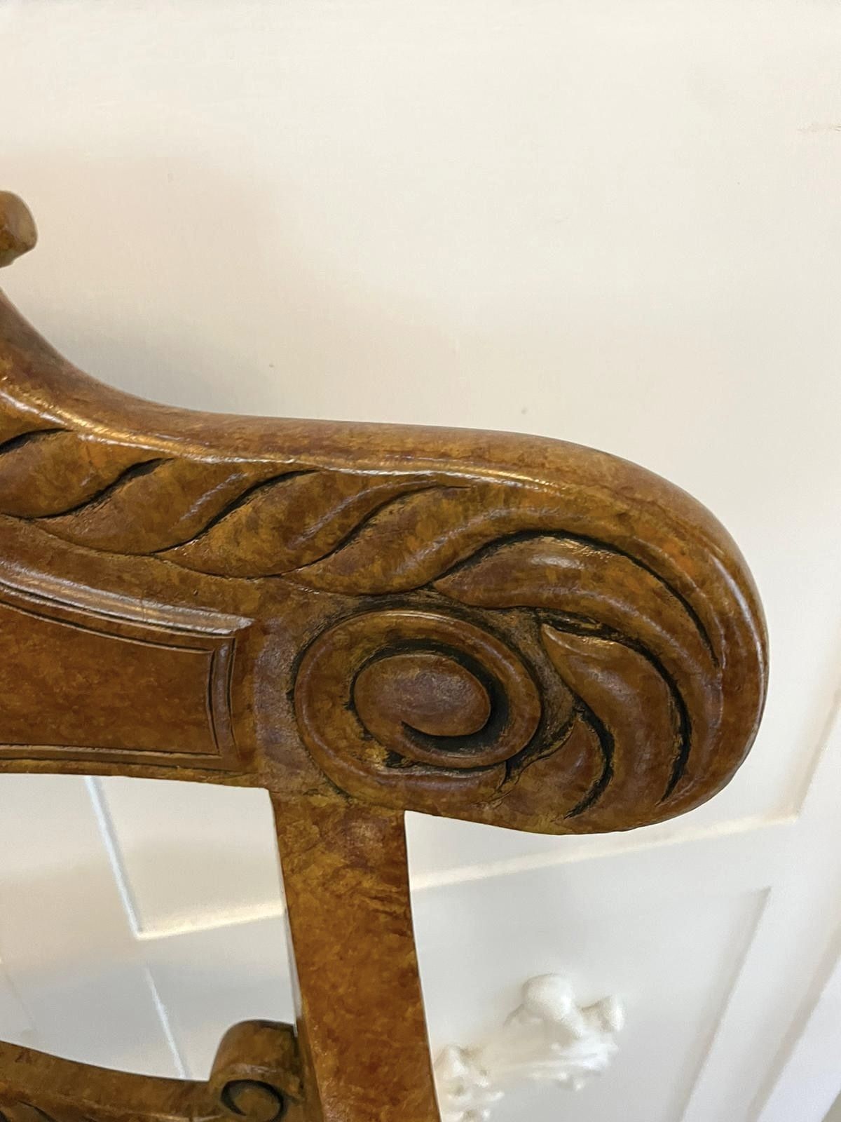 Unusual Set Of 8 Quality Antique Decorated Faux Birds Eye Maple Dining Chairs photo Furniture