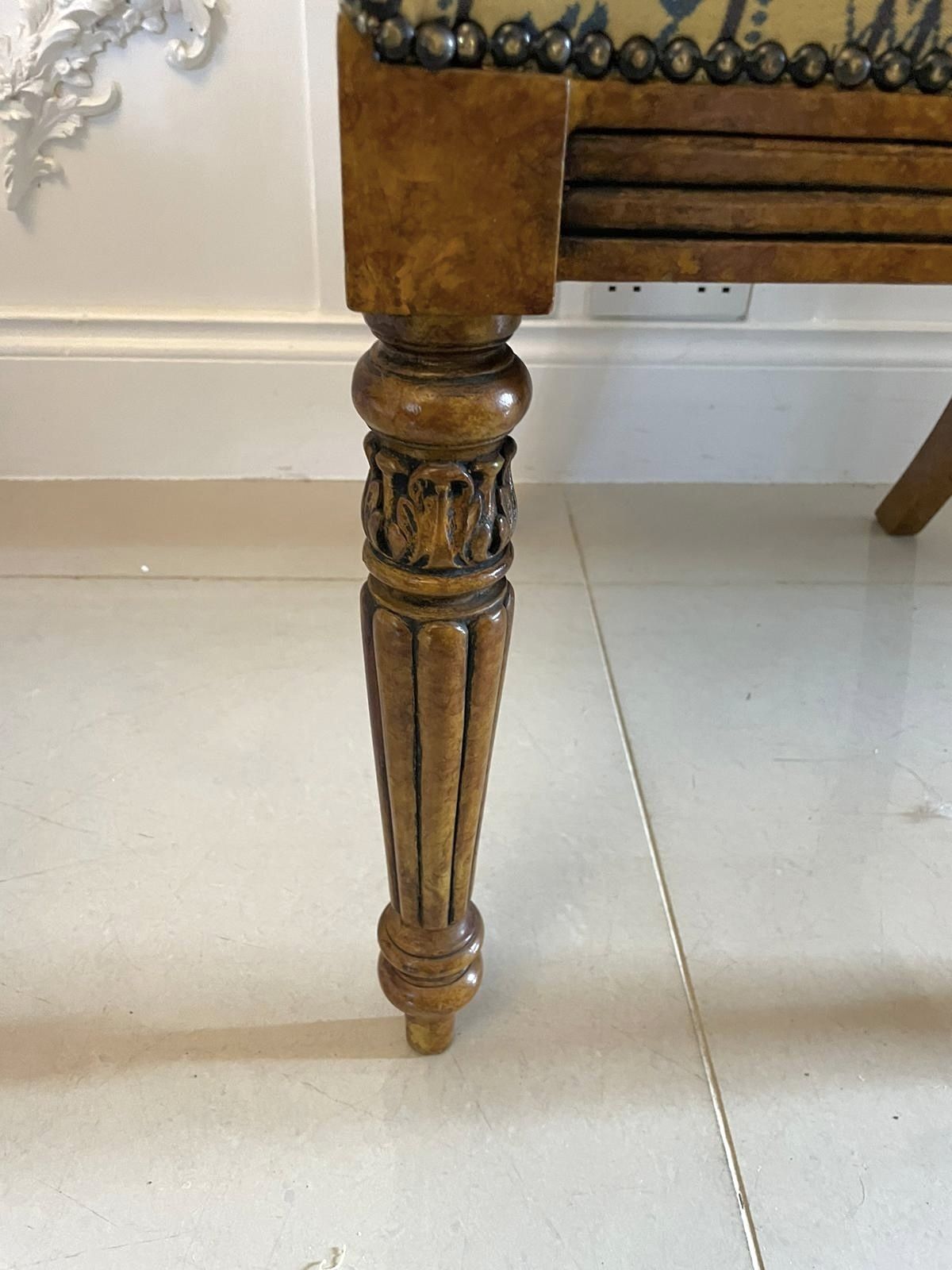 photo for sale Unusual Set Of 8 Quality Antique Decorated Faux Birds Eye Maple Dining Chairs
