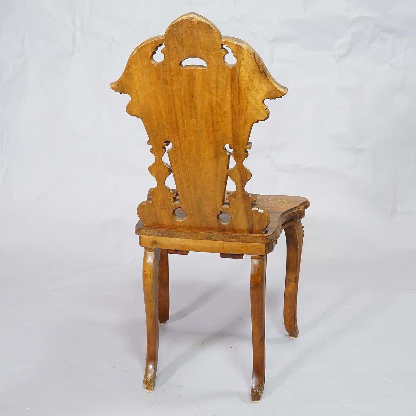 Nutwood Edelweis Marquetry Chair Swiss Brienz 1900 photo Furniture