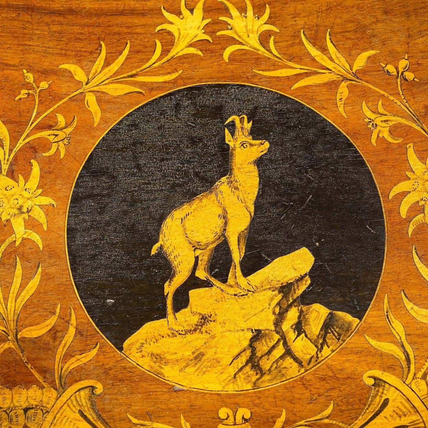 Nutwood Edelweis Marquetry Chair Swiss Brienz 1900 photo buy