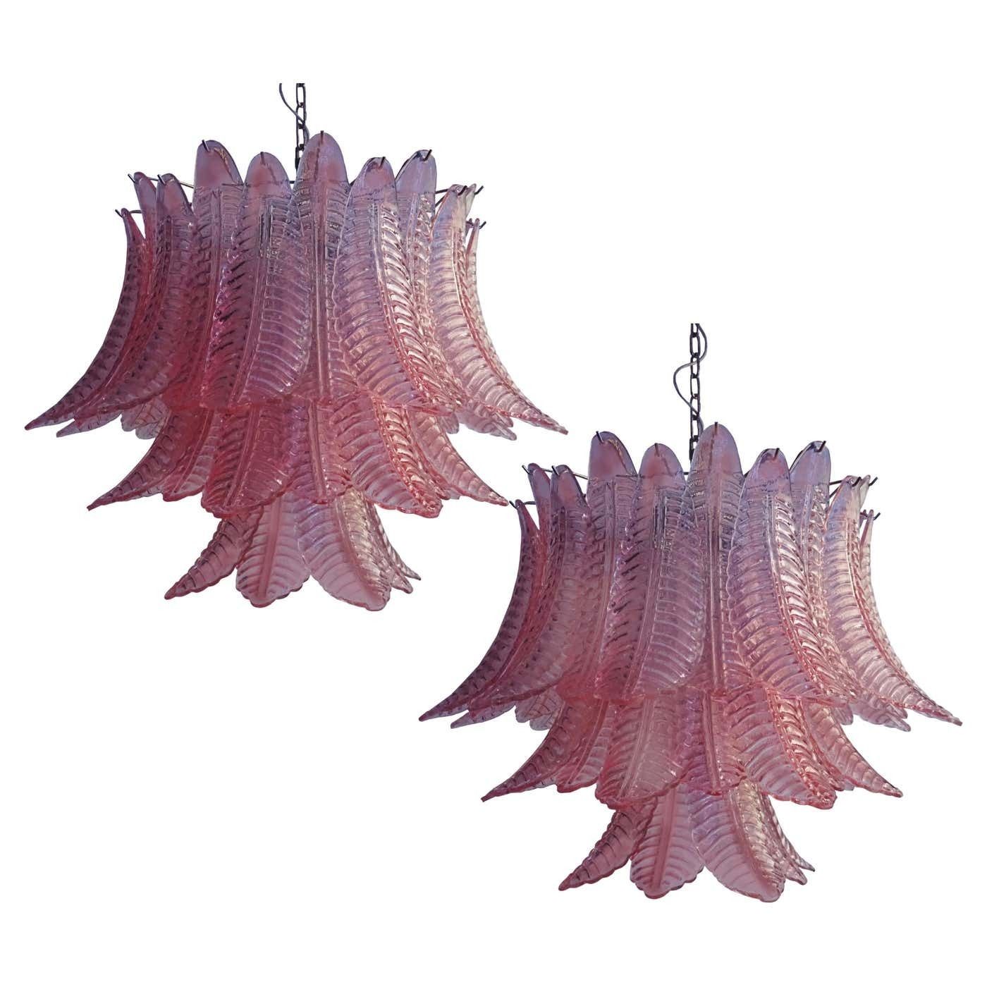 Pair Italian Murano Felci Glass Chandeliers