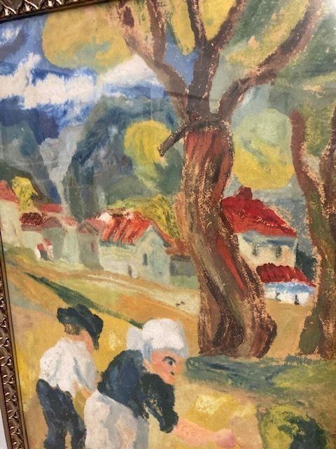Peasant Painting Giuseppe Serafini Montelupo Fiorentino Oil On Cardboard Year 1973 photo vinterior