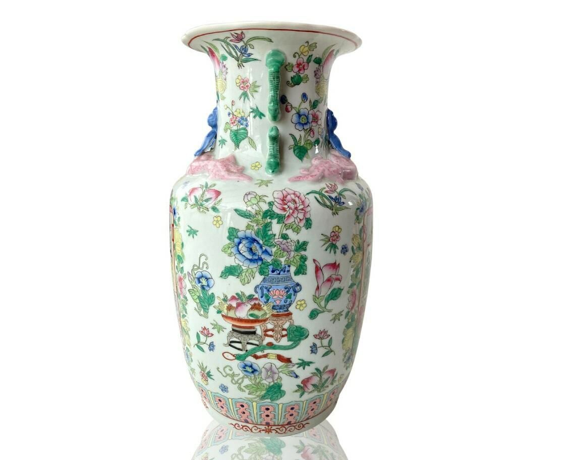 Family Rose Vase | Chinese Vase | Dragon Handles | Court Scenery photo furniture