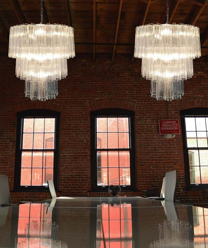 Beautiful Large Three Tier Murano Glass Tube Chandeliers   52 Glasses photo Lighting