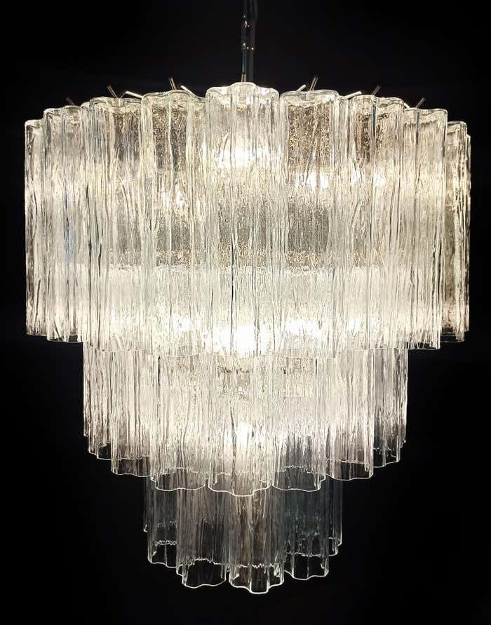 photo furniture Beautiful Large Three Tier Murano Glass Tube Chandeliers   52 Glasses