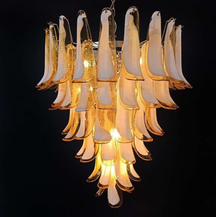 Beautiful Murano Chandeliers In The Manner Of Mazzega   75 Caramel Glass Petalsi photo vintage