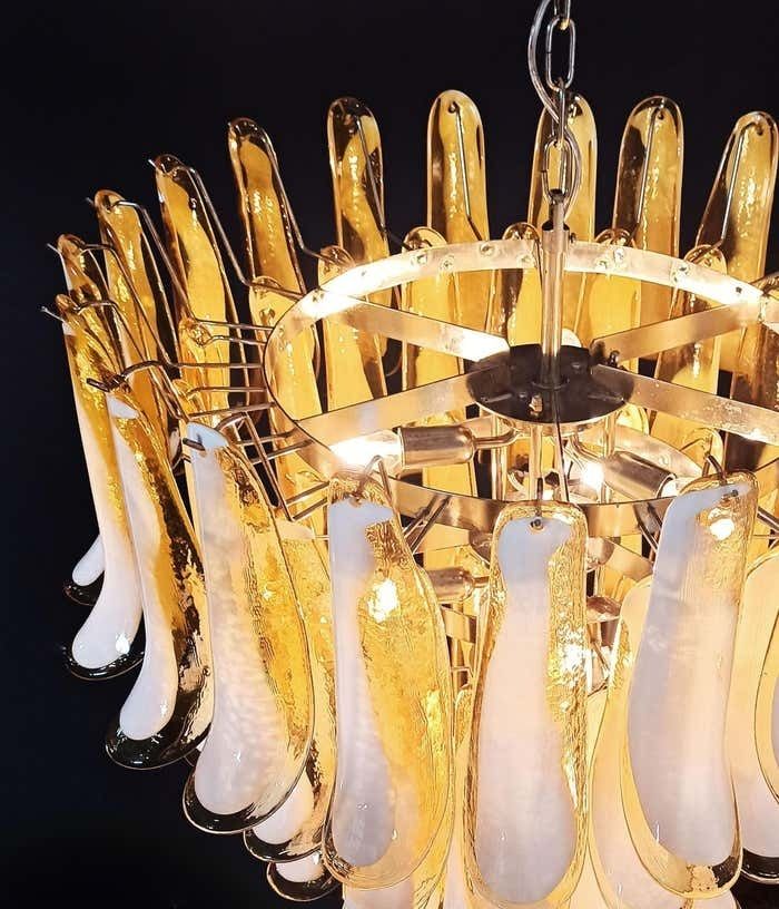 Lighting Beautiful Murano Chandeliers In The Manner Of Mazzega   75 Caramel Glass Petalsi photo