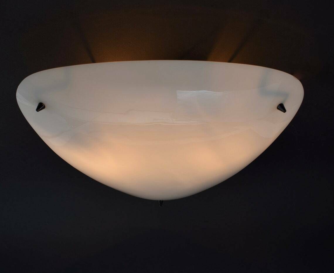 Franse Plafondlamp Uit De Jaren 1950 Van Télé Ambiance Sonnenkind | Mid Century Modern Plafonnière Driehoekig Vintage Wit Zwarte Studs | Retro Lamp photo 275.0