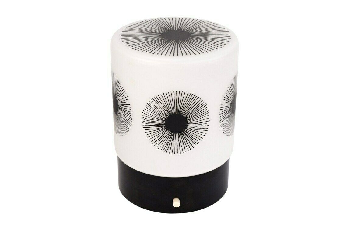 Atomic Age Dandelion Table Light By Erco Leuchten Vintage | Mid Century Modern Rare Accent Lamp Glass Black White Bakelite | Bedside 1970s