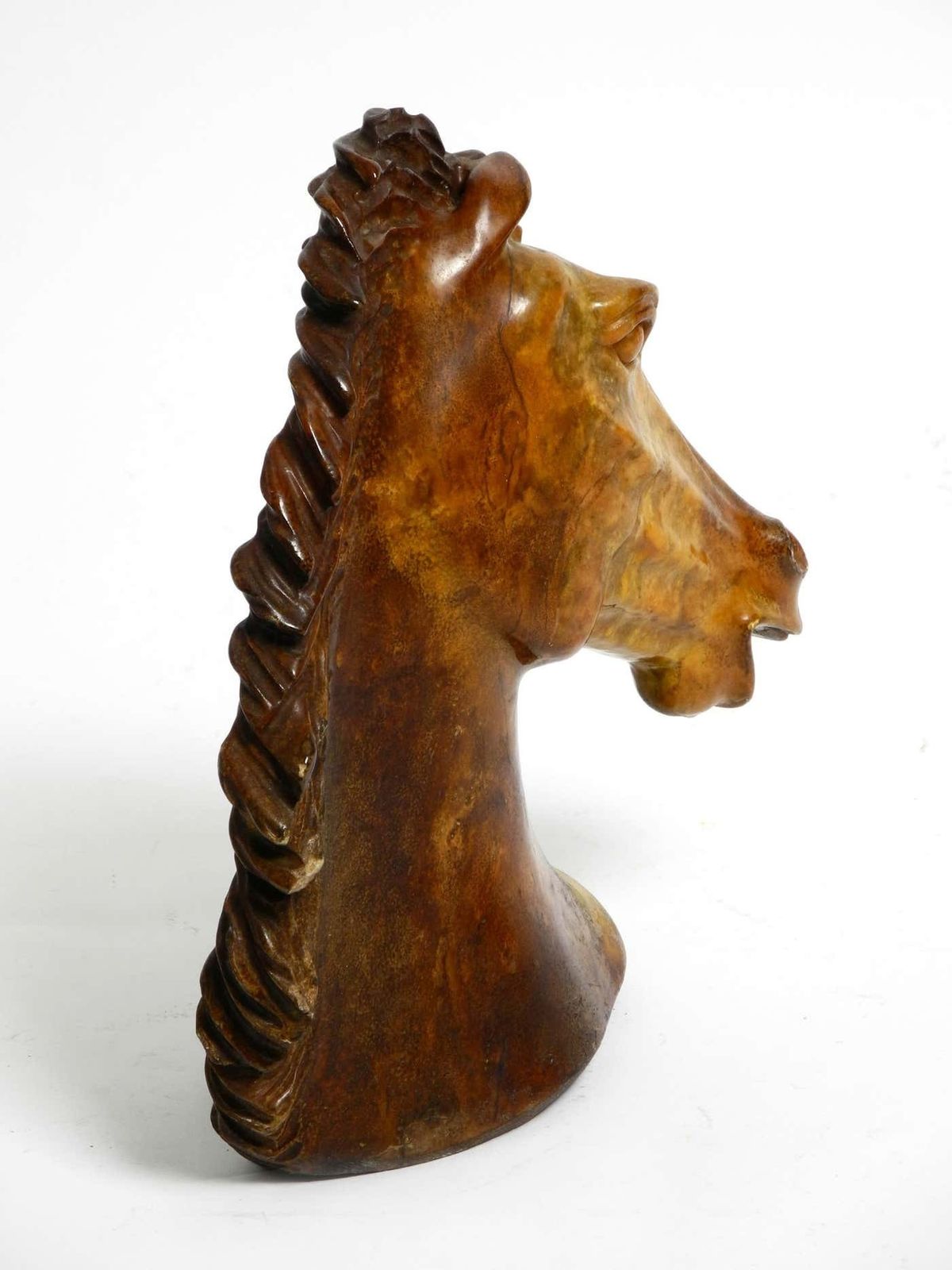 Decorative Large Heavy Lifelike 1960's Horse Head Sculpture In Brown Soapstone photo buy