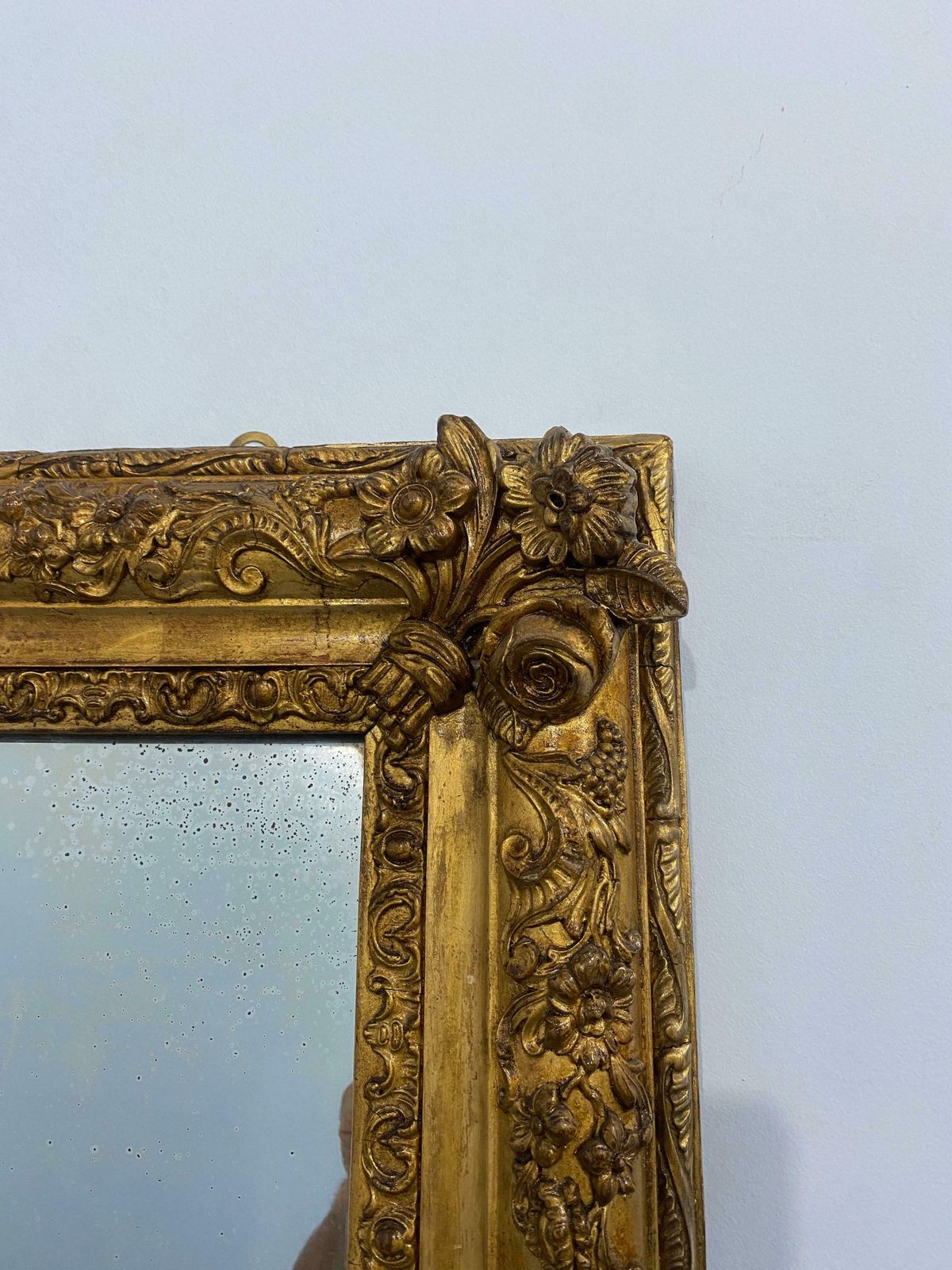 Antique French Mirror Gilded With Gold Leaf From The Napoleon III Era, 1870 photo vintage