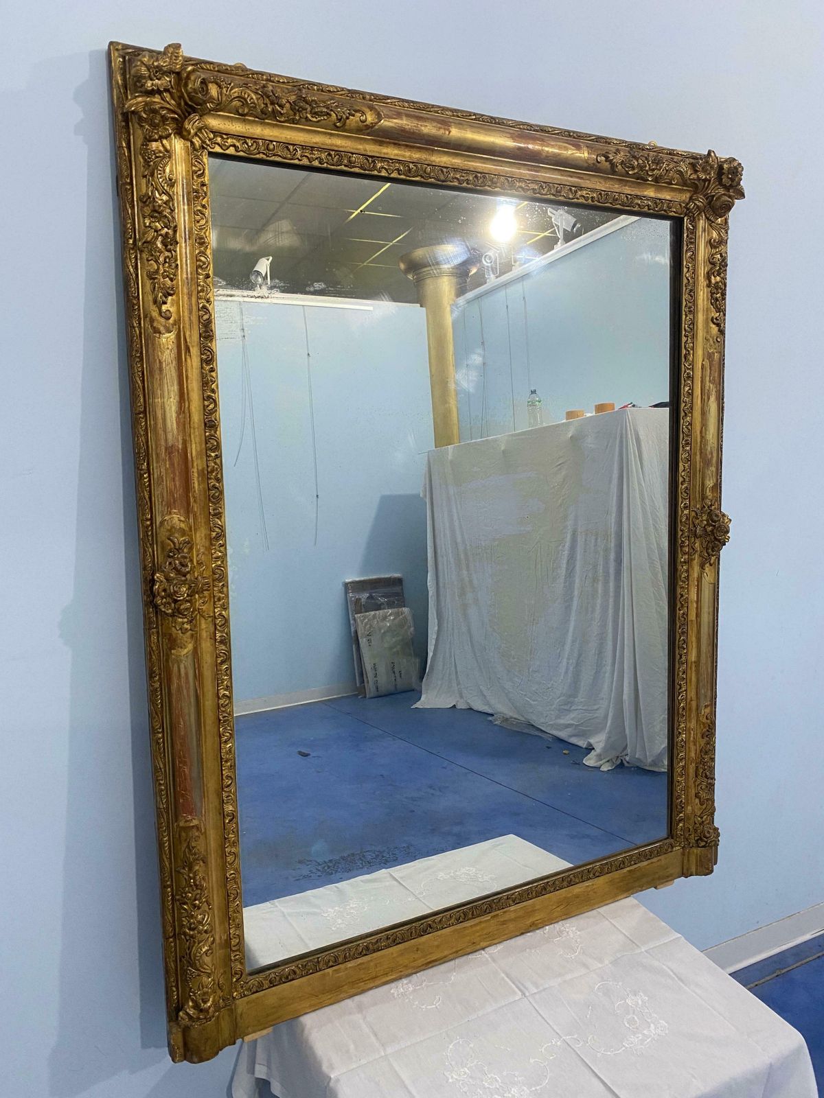 photo buy Antique French Mirror Gilded With Gold Leaf From The Napoleon III Era, 1870