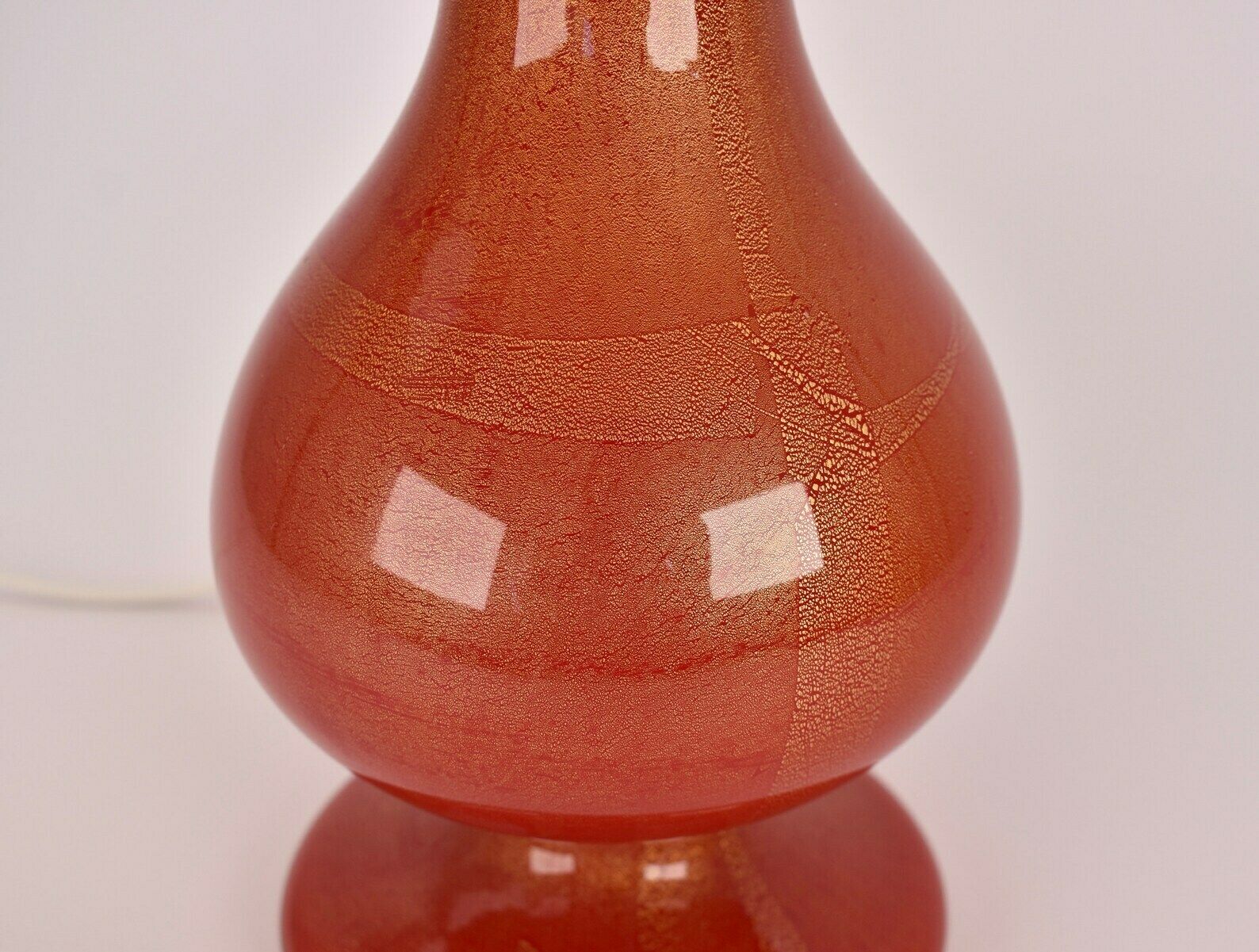 Mid Century Murano Glass Table Lamp Ruby Red And Gold | Barovier And Toso Italian Accent Light Vintage Hollywood Regency Maximalist 1950s photo 952.0