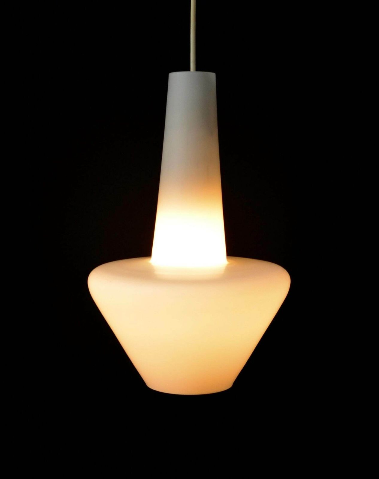 Stilnovo Era Pendant Light Satined White Glass | Mid Century Modern Vintage Pendant Lamp Mcm | Retro Italian Ceiling Lamp Milk Glass 1950s photo furniture