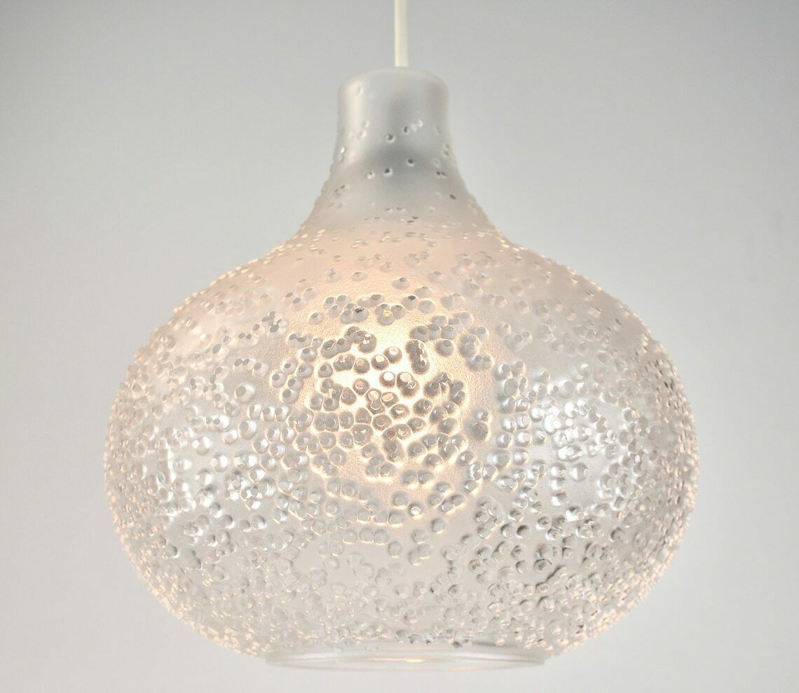 1970s Peill And Putzler Patmos Pendant Light  Mid Century Modern Ceiling Lamp Glass  Modernist Vintage Hanging Light German Design Clear photo vinterior