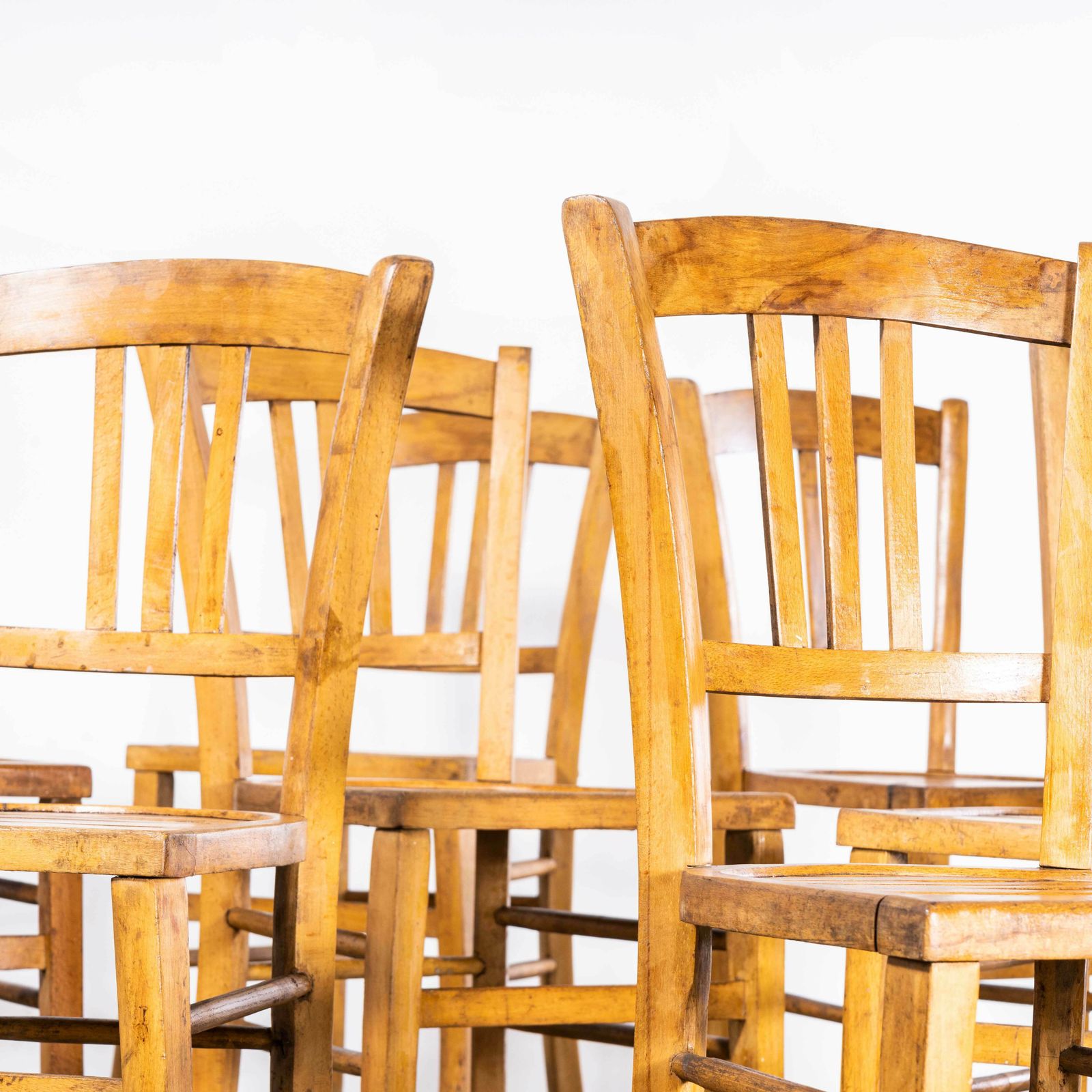 1950’s Original French Slatted Farmhouse Chairs From Provence – Set Of Ten photo furniture