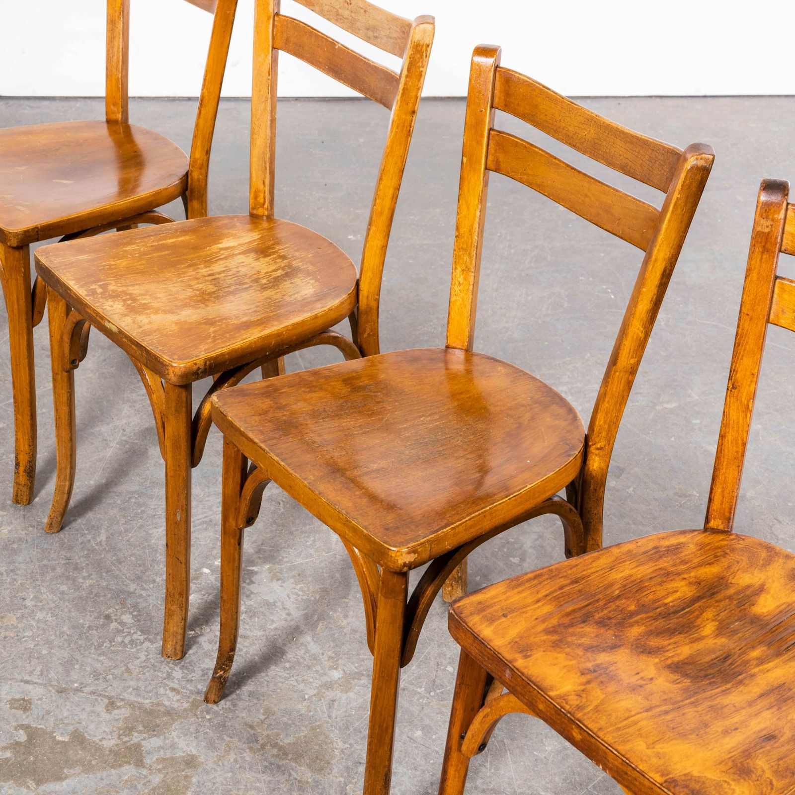 1950’s French Baumann Wavy Back Bentwood Dining Chairs – Set Of Four photo for sale